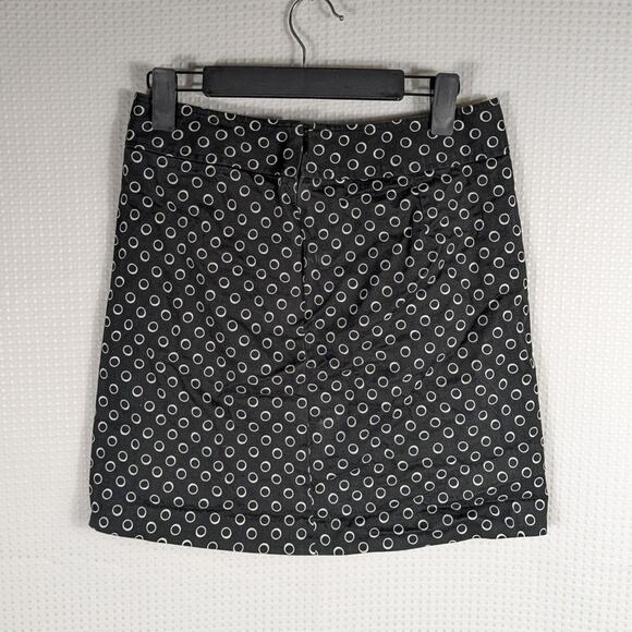 Rafaella 8 Black White Polka Dot Skirt Cotton Spandex Stretch Career Office Vtg - Picture 2 of 3